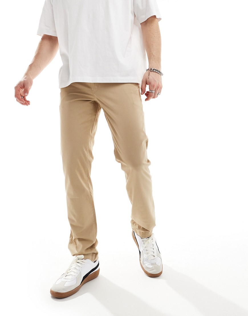 Superdry Slim tapered stretch chino trousers in shaker beige-Neutral