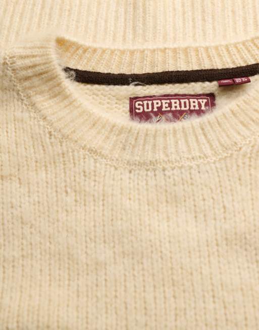 Superdry Slouchy brushed knit jumper in creme brulee cream, 5 of 6