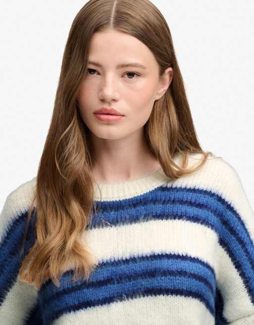 superdry-slouchy-brushed-stripe-knit-jumper-in-bleached-denim-blue