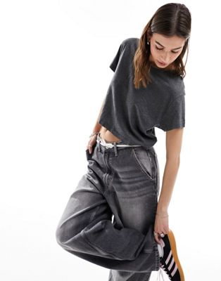 Superdry Slouchy cropped t-shirt in cosmo grey marl - ASOS Price Checker