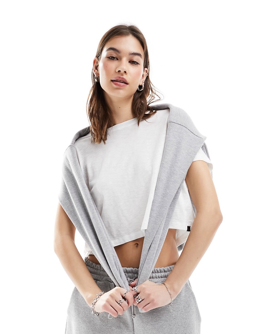 Superdry Slouchy cropped t-shirt in optic-White