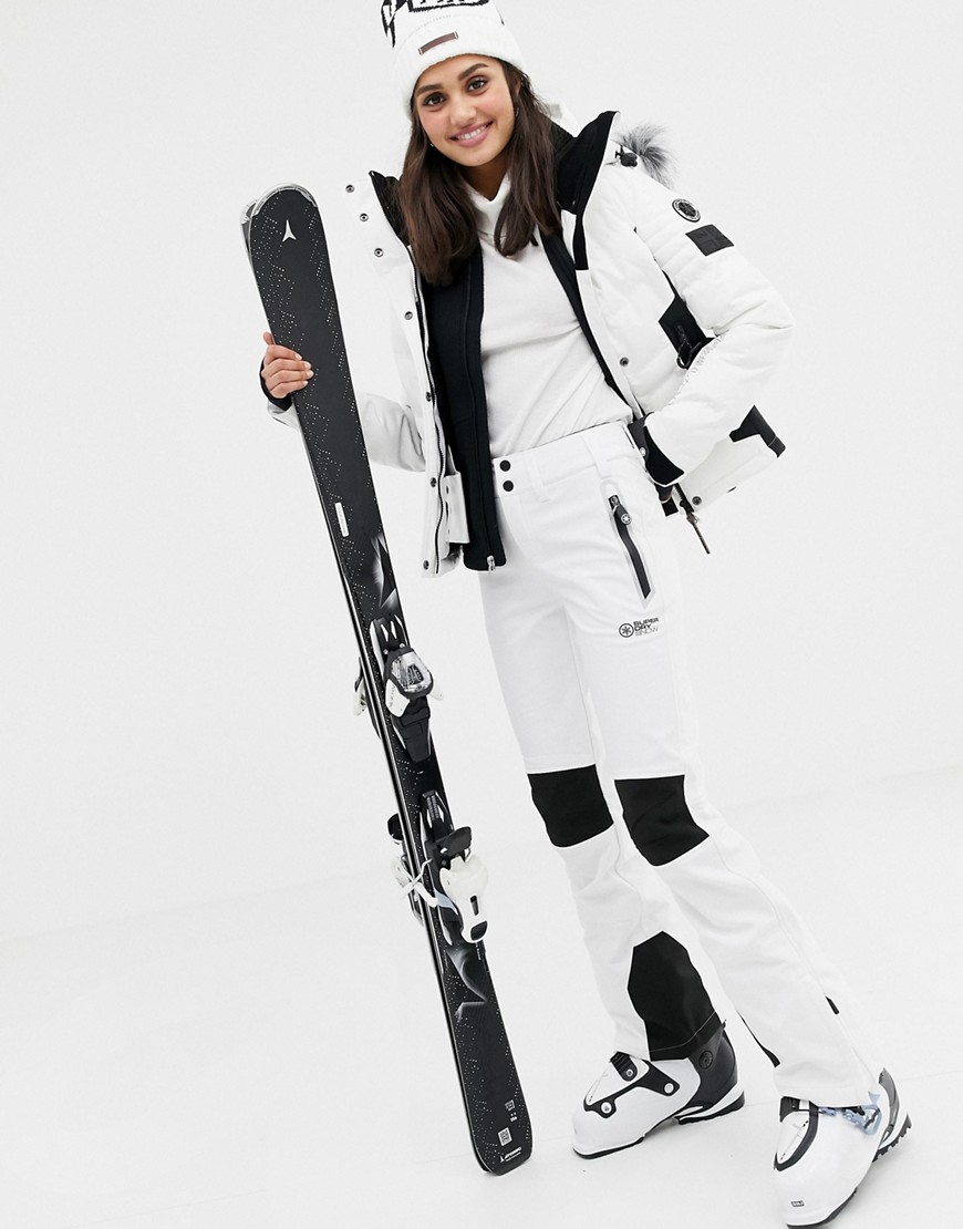 Superdry snow ski pant in monochrome-White