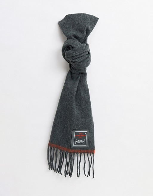 Superdry solid capital tassel scarf