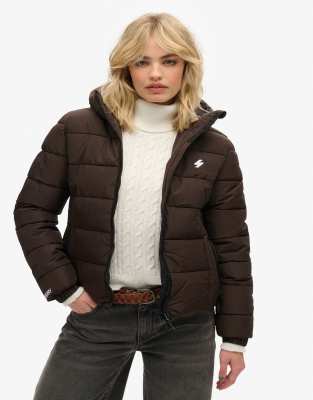 Superdry - Spirit - Doudoune de sport à capuche - Marron chêne foncé
