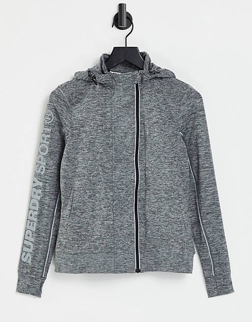 Superdry Sport core gym hoodie in grey