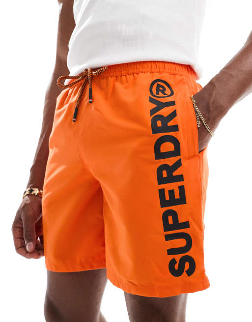 Superdry Sport graphic 17-inch swim shorts in denver orange ASOS