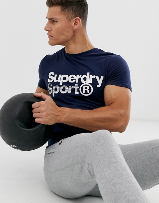 Superdry Sport large logo t-shirt in navy