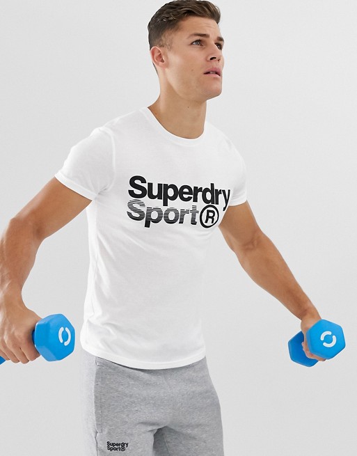 Superdry Sport large logo t-shirt in white