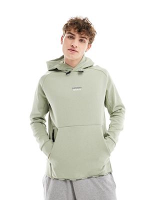 Superdry Sport tech logo loose hoodie in seagrass green
