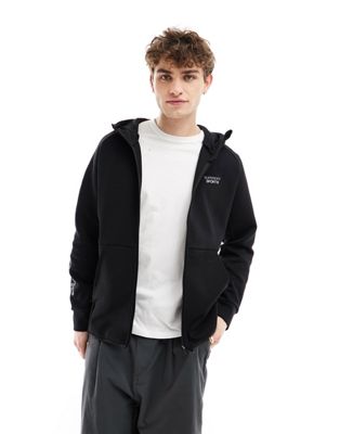 Superdry Sport tech logo loose zip hoodie in black