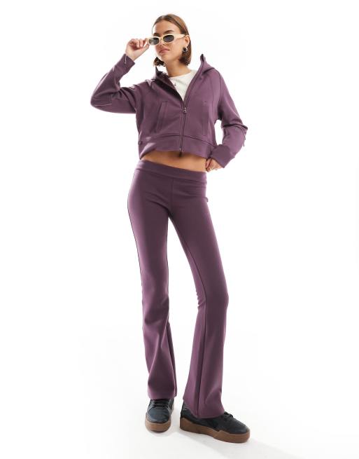 Superdry Sport tech low rise flared joggers in smoky aubergine purple