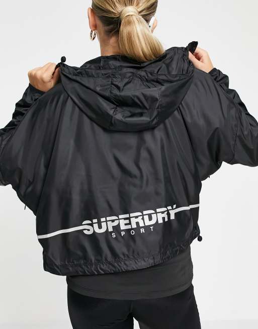Superdry Sport - Training - Lichtgewicht jasje met capuchon in zwart
