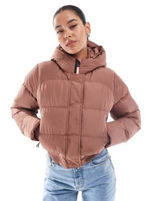 Superdry - Sportliche Puffer-Bomberjacke in Muskatbraun mit Kapuze-Brown