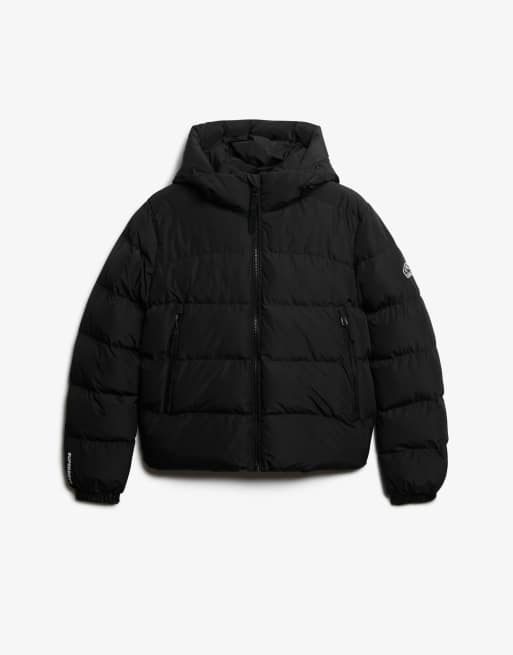 Superdry – Sportliche Steppjacke in Schwarz mit Kapuze, 6 von 7