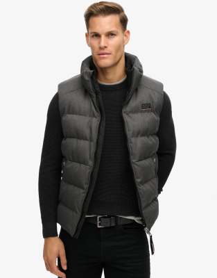 Superdry Sports - Doudoune sans manches en tweed - Gris chiné