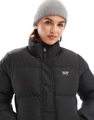 Superdry Sports - Kurze Puffer-Jacke in Schwarz