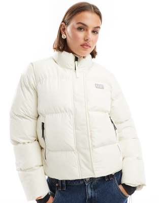 Superdry Sports - Kurze Puffer-Jacke in Wollweiß