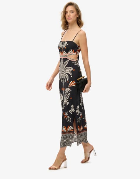 Superdry – Statement-Maxikleid in Jungle Fever Black mit Cut-out - view 1