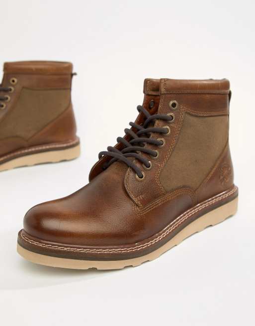 Superdry - Stirling - Stivaletti stringati lucidi color cuoio effetto invecchiato