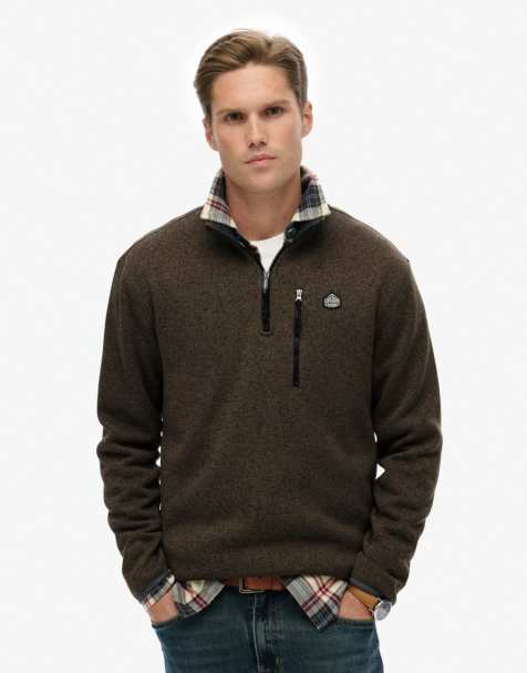 Superdry Storm fleece half zip jumper in storm olive green grit - view 1