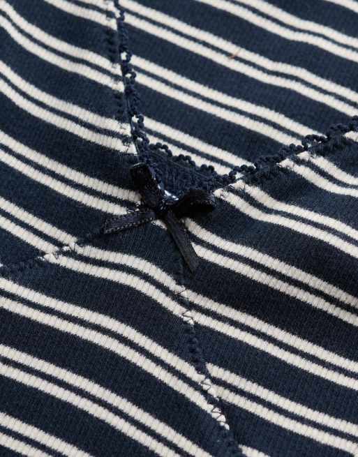 Superdry Stripe ribbed jersey maxi dress in eclipse navy stripe, 6 of 6
