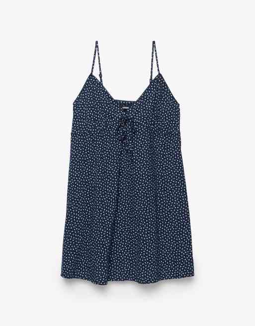 Superdry – Strukturiertes Camisole-Kleid aus Webstoff in Marineblau mit kleinem Herzmuster, 7 von 7
