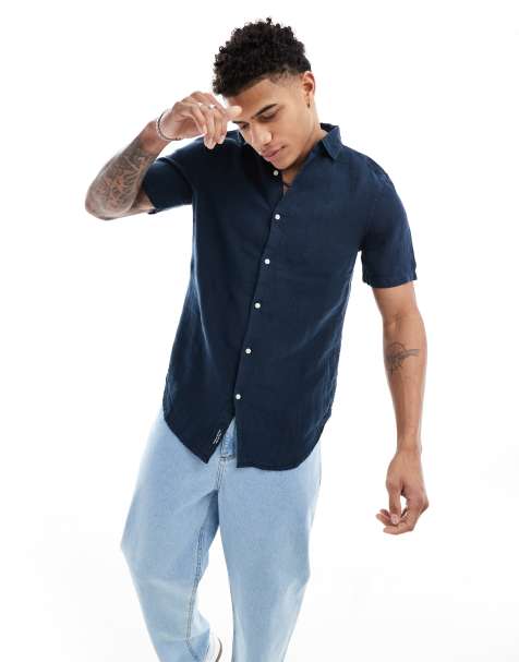Superdry - Studios - Chemise décontractée en lin - Bleu marine - view 1