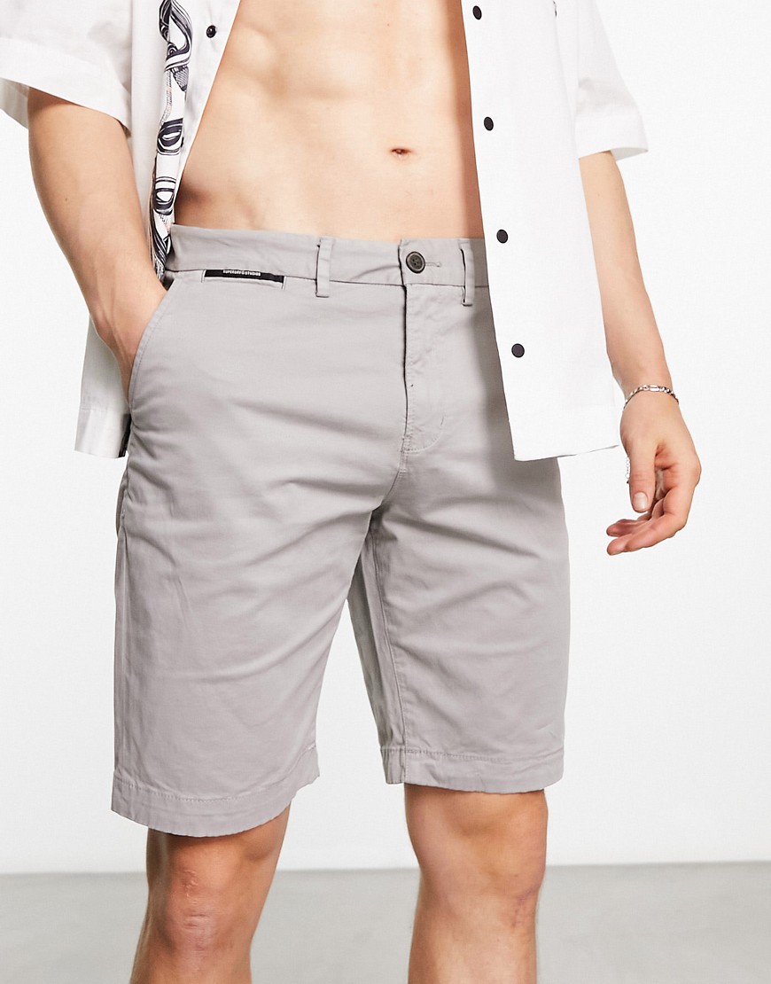 Superdry studios core chino shorts in grey