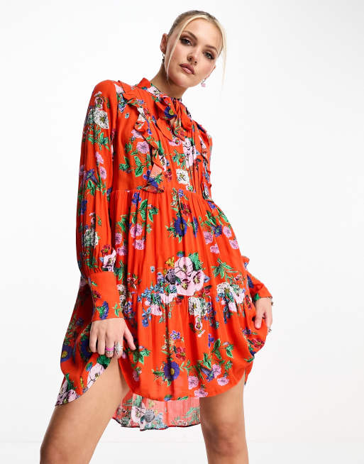 Superdry studios off duty midi dress in red