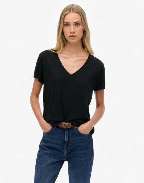 Superdry Studios slub embroidered t-shirt in black