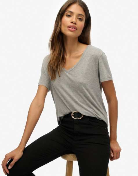 Superdry Studios slub embroidered t-shirt in silver metallic - view 1