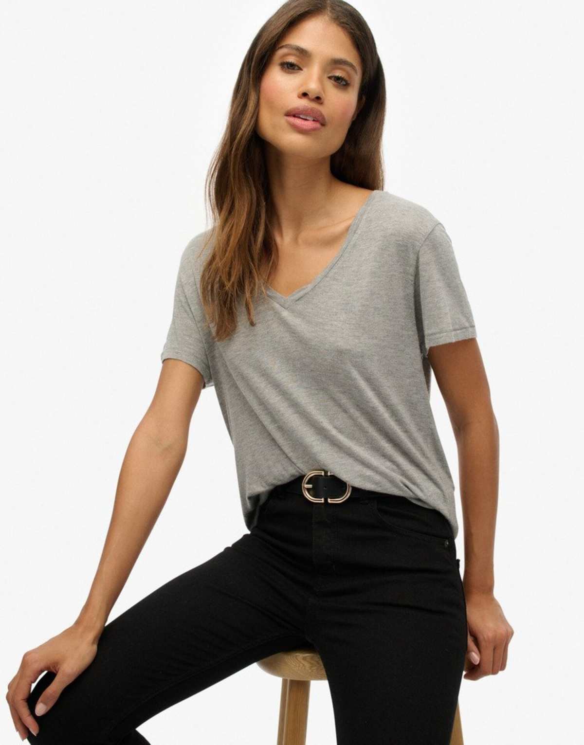 Superdry Studios slub embroidered t-shirt in silver metallic