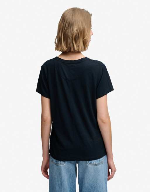 Superdry Studios slub embroidered tee in eclipse navy, 2 of 6