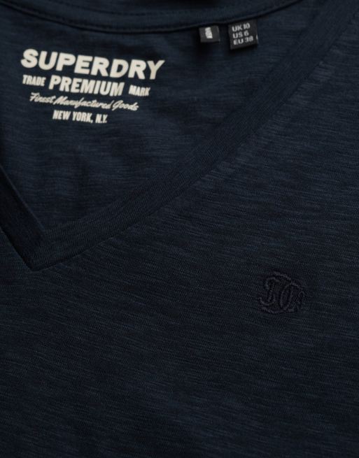 Superdry Studios slub embroidered tee in eclipse navy, 5 of 6