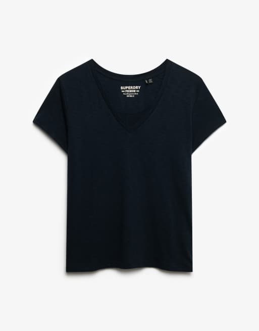 Superdry Studios slub embroidered tee in eclipse navy, 6 of 6