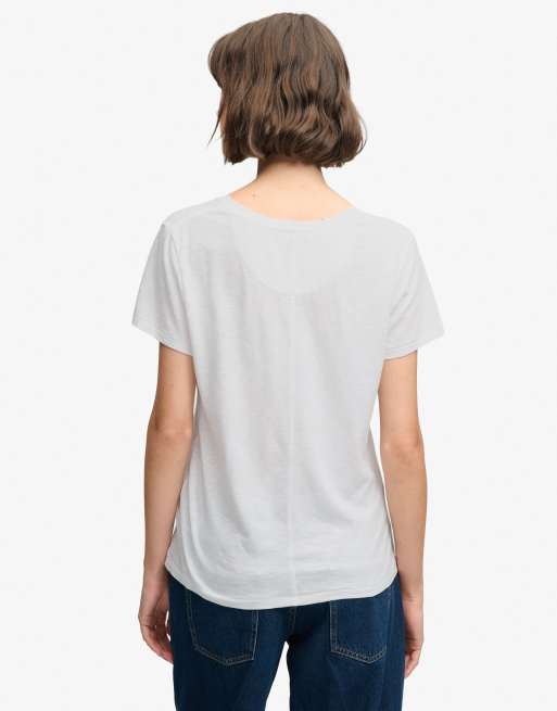 Superdry - Studios - T-shirt brodé en tissu flammé - Blanc optique, 3 de 6