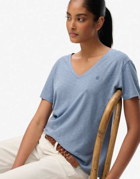 Superdry - Studios - T-shirt brodé en tissu flammé - Bleu - view 1