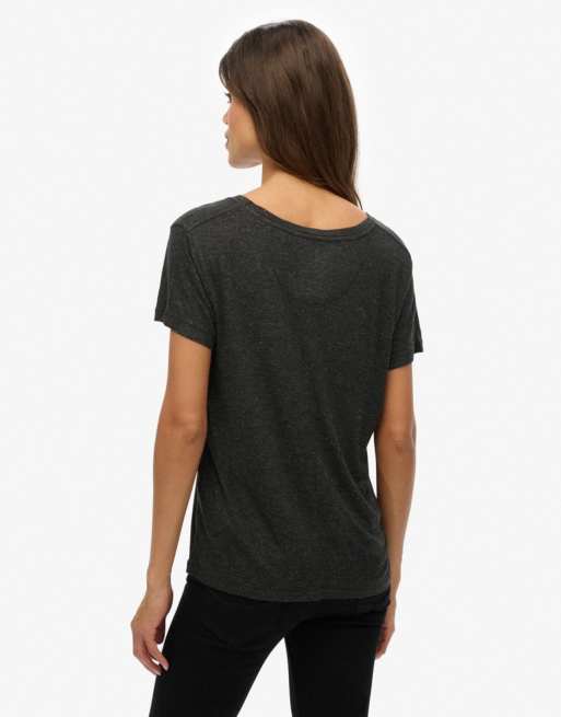 Superdry - Studios - T-shirt brodé en tissu flammé - Noir métallisé, 2 de 6