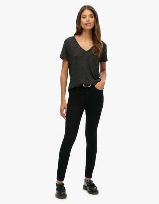 Superdry - Studios - T-shirt brodé en tissu flammé - Noir métallisé, 4 de 6