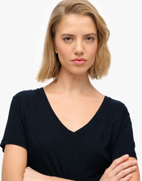 Superdry – Studios – T-Shirt in Eclipse-Marineblau mit melierter Optik - view 1