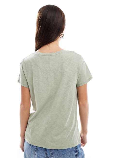 Superdry – Studios – T-Shirt in gedecktem Salbeigrün mit melierter Optik, 4 von 4