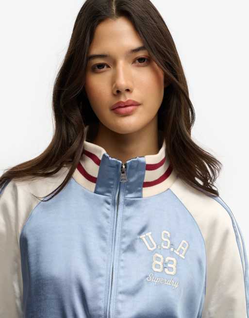 Superdry Suika track jacket in tidal blue, 3 of 4