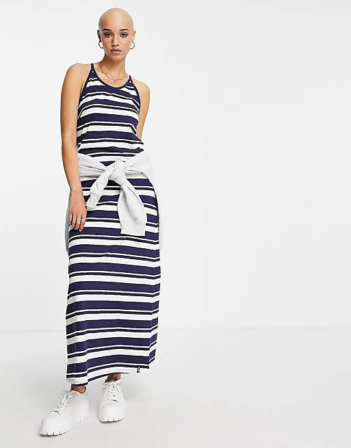 Superdry Summer Stripe maxi dress in blue