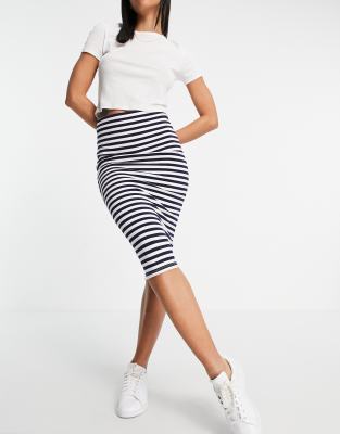 blue striped pencil skirt