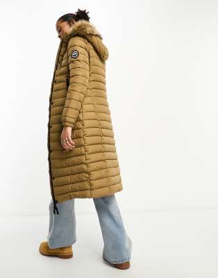 Superdry super long line fuji jacket in Sandstone ASOS