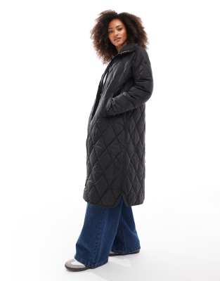 Superdry - Superlong - Leichte Steppjacke in Schwarz