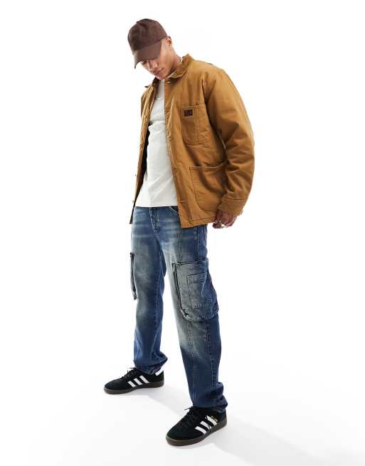 Superdry surplus 4 pocket chore jacket in Denim Co Tobacco Brown