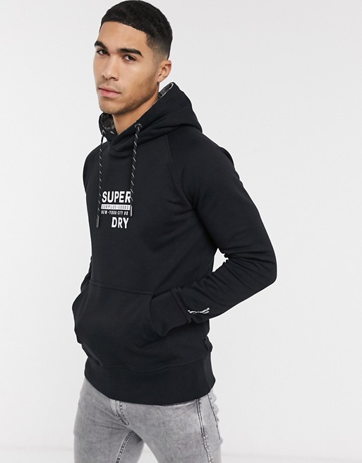 Superdry Surplus Goods new graphic hoodie in black