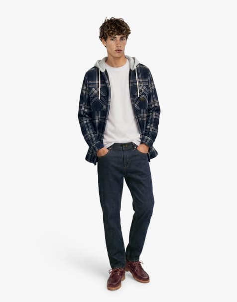 Superdry – Surplus – Hemd in Marineblau mit Kapuze und großem Karomuster - view 1