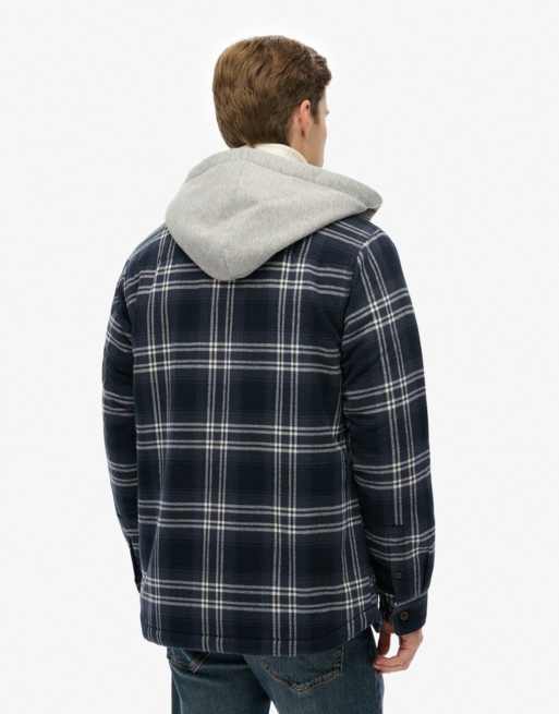 Superdry – Surplus – Hemd in Marineblau mit Kapuze und großem Karomuster, 2 von 6